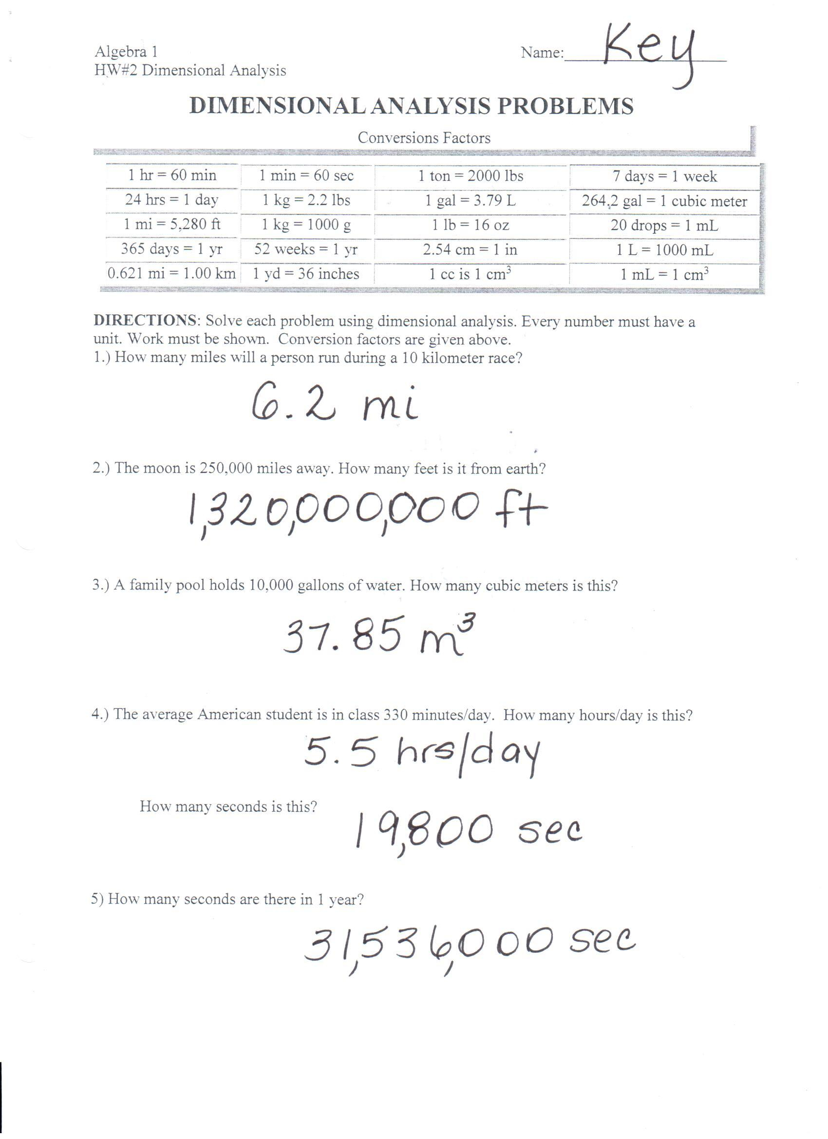 30 Dimensional Analysis Problems Worksheet Answers Worksheet Resource