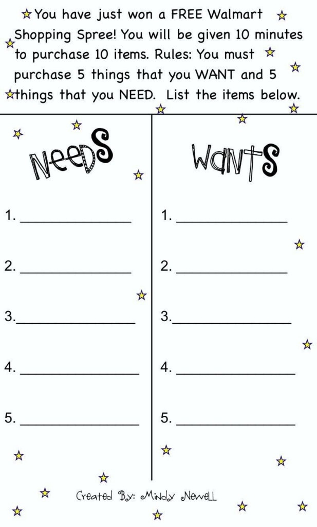 30 Wants And Needs Worksheet Education Template