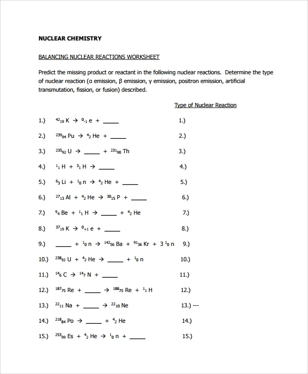31 Nuclear Equations Worksheet Answers Free Worksheet Spreadsheet