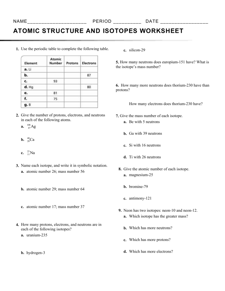 32 Isotope Worksheet Answer Key Support Worksheet