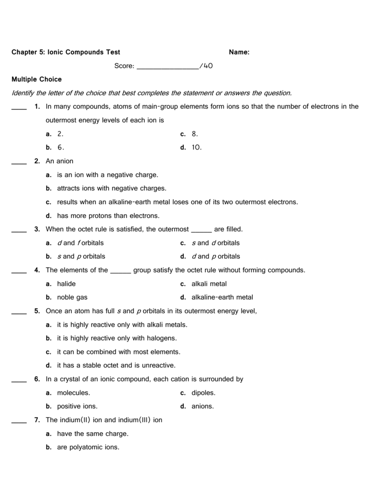 33 Chemistry Chapter 7 Ionic And Metallic Bonding Worksheet Answers 