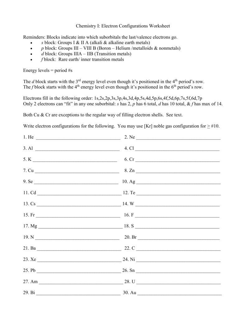 36 Chemistry Electron Configuration Worksheet Answers Worksheet
