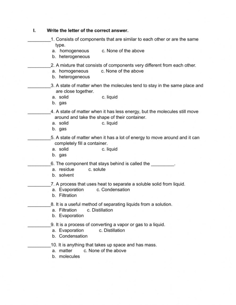 38 Chemistry Worksheet Matter 1 Answers Worksheet For You