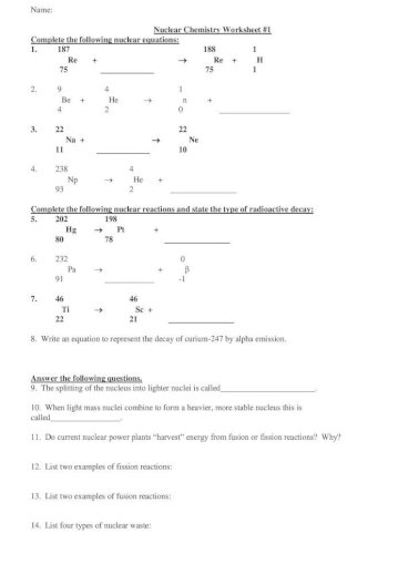 41 Atomic Structure And Nuclear Chemistry Worksheet Answers Combining