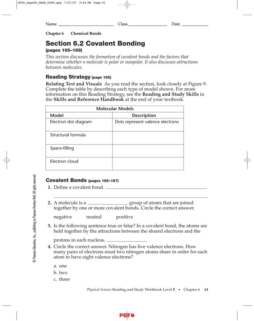 41 Chapter 6 Chemical Bonding Worksheet Answers Worksheet Database