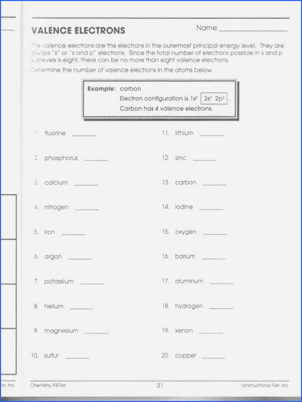 50 Valence Electrons Worksheet Answers Chessmuseum Template Library