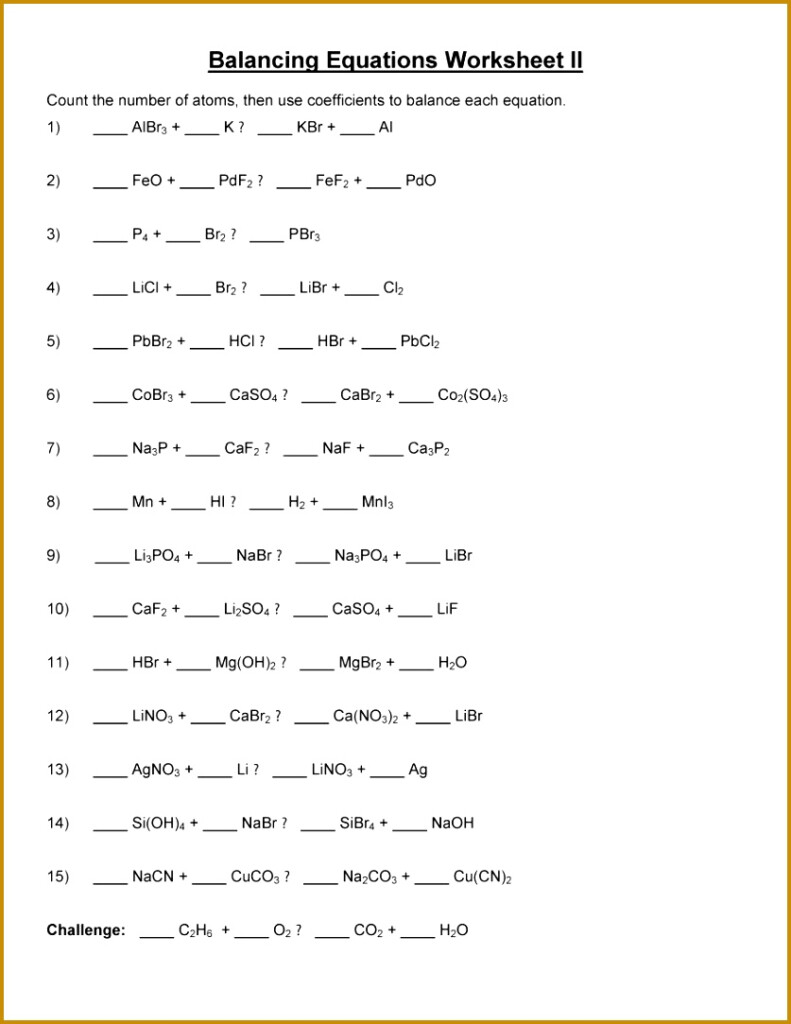 6 Balancing Equations Worksheet Answer Key FabTemplatez