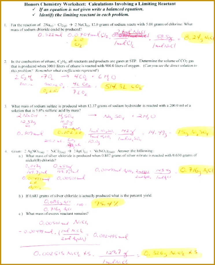 7 Chemistry Worksheet Limiting Reactant Worksheet 1 FabTemplatez