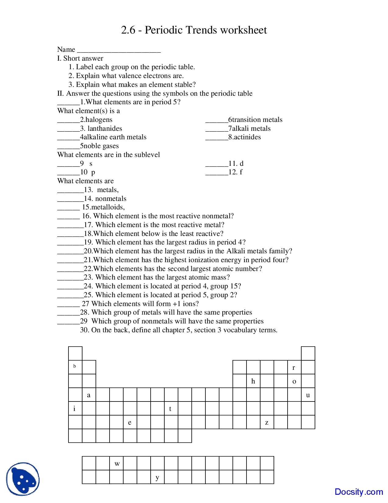 8 Pics Trends Of The Periodic Table Worksheet Part 1 Answer Key And 