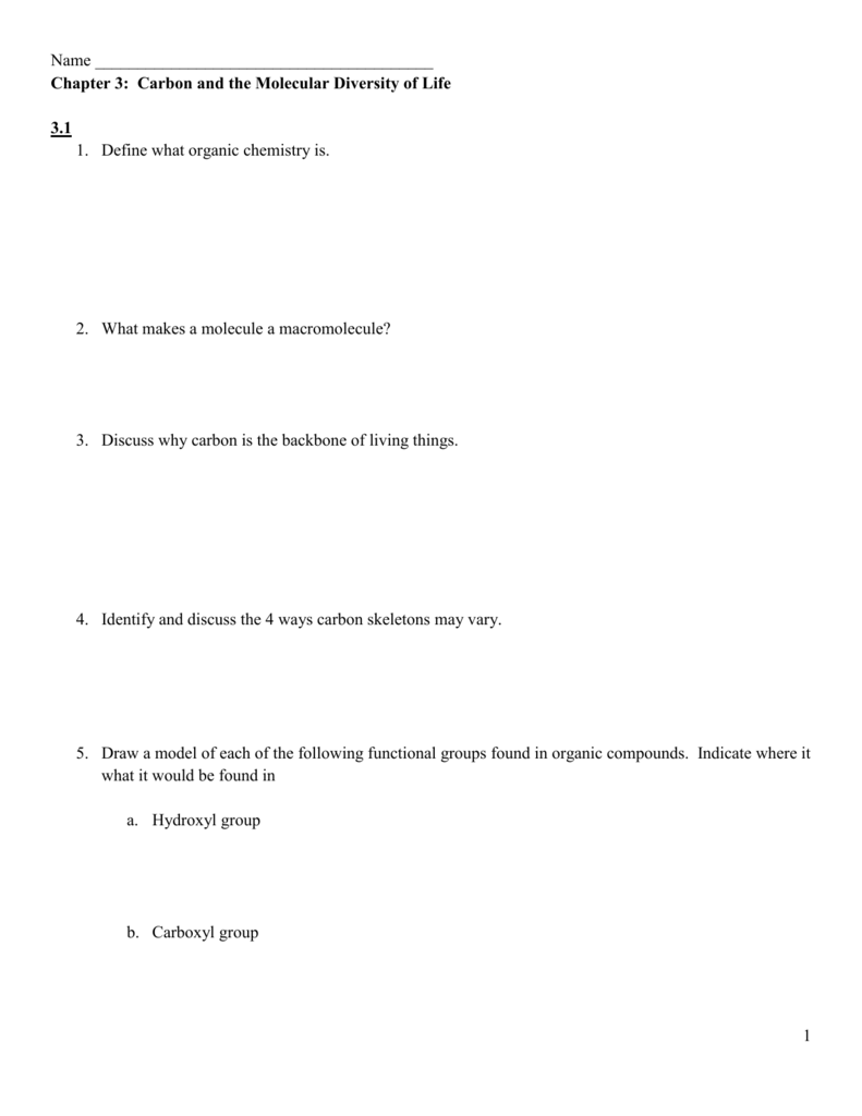 Chapter 3b Macromolecules Worksheet Answers Kidsworksheetfun