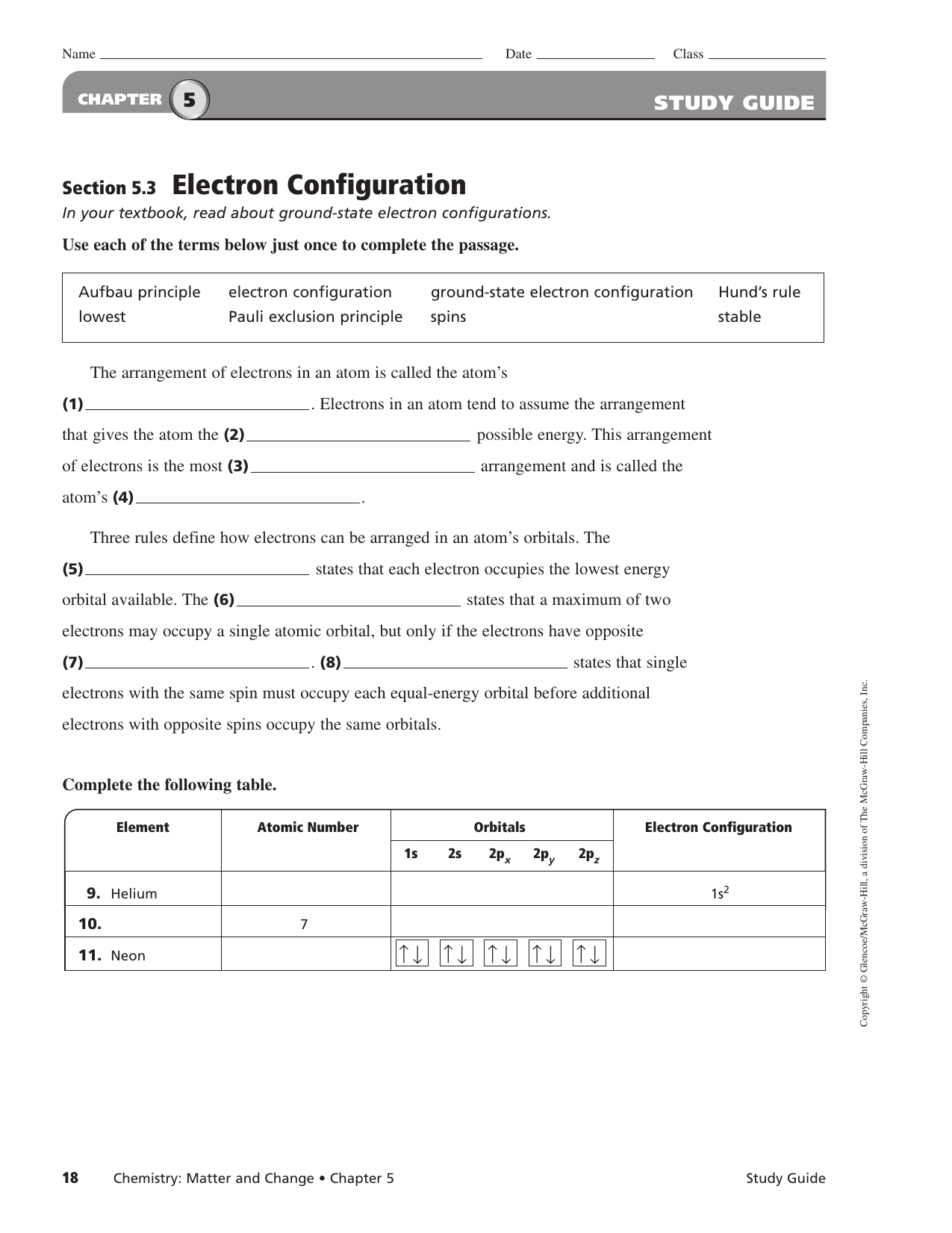 Chapter 5 Electrons In Atoms Answers To Worksheet Promotiontablecovers