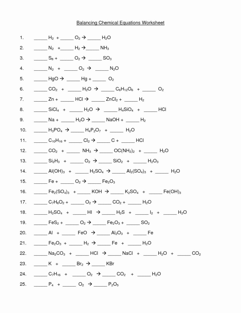 Chemical Reactions Worksheet Grade 8