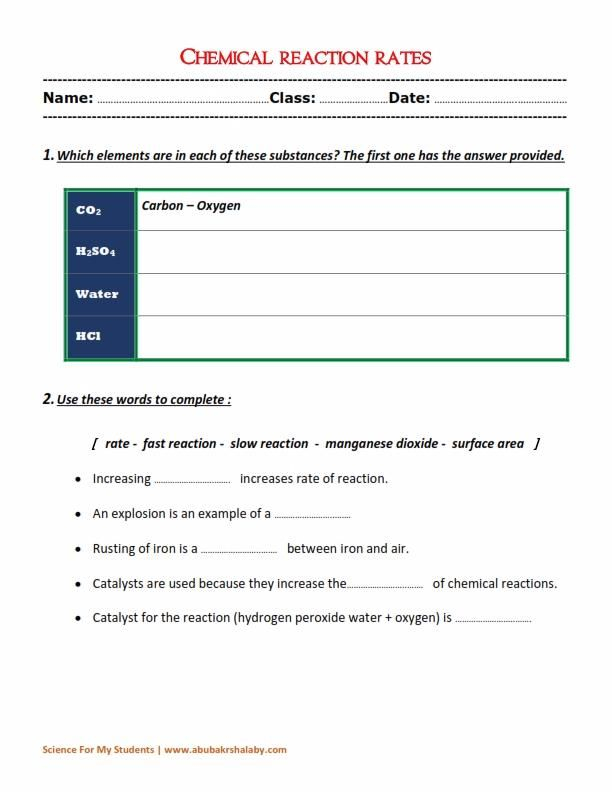 Chemical Reactions Worksheet Grade 8 Thekidsworksheet