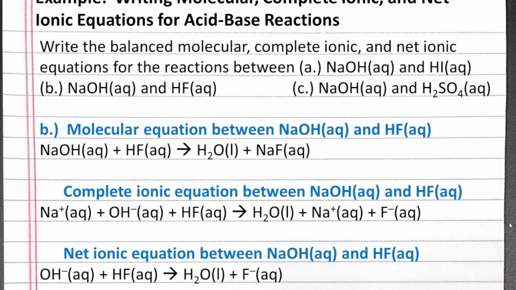 CHEMISTRY 101 Writing Molecular Complete Ionic And Net Ionic 