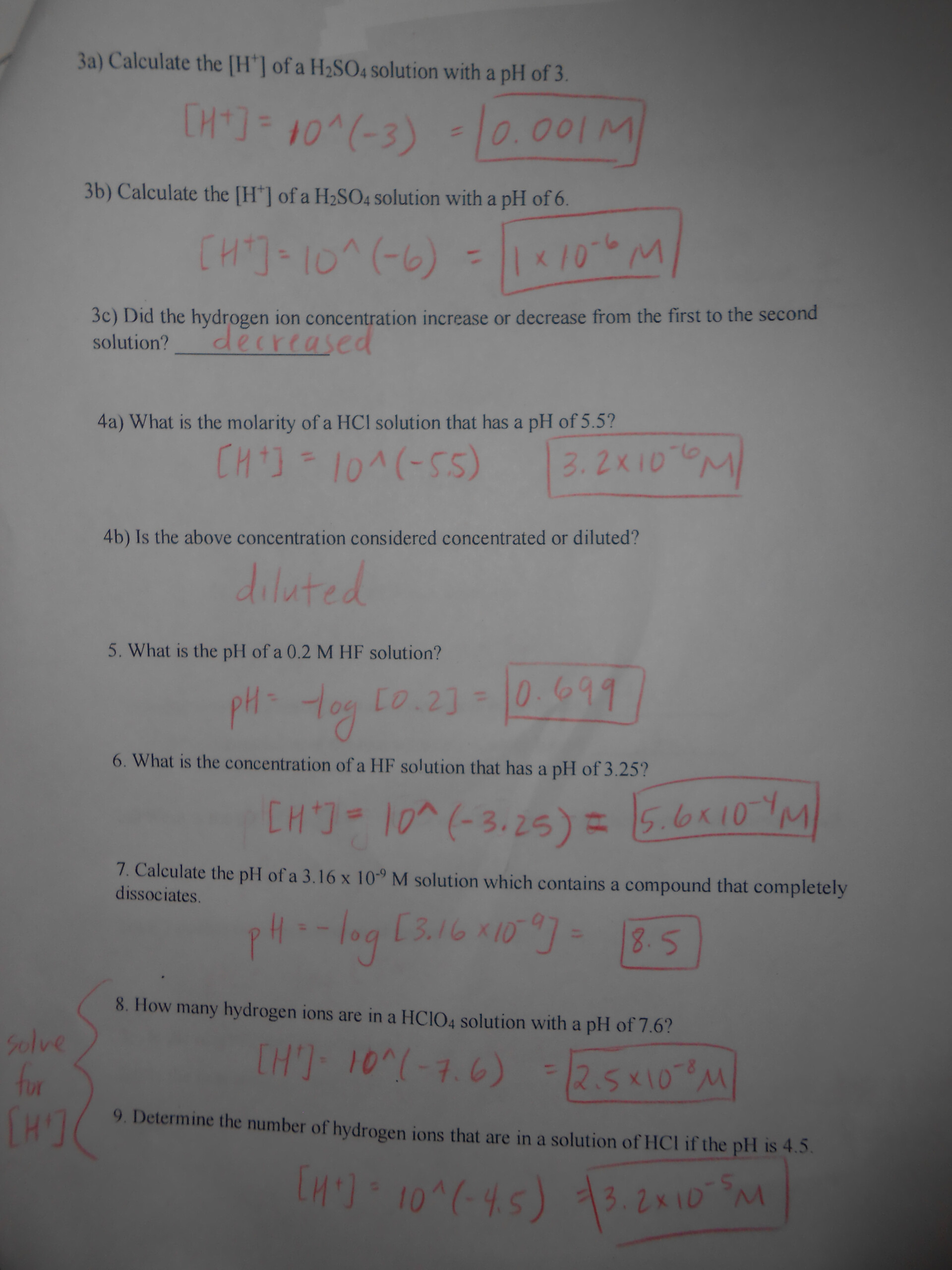 Chemistry 12 Worksheet 4 3 Ph And Poh Calculations Answer Key Waltery 