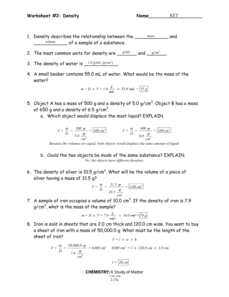 Chemistry A Study Of Matter 75 Answer Key Study Poster