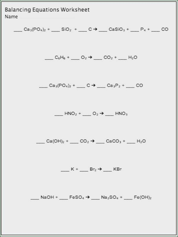 Chemistry Balancing Equations Worksheet Key Balancing Equations 