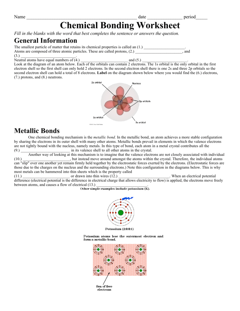 Chemistry Bonding Packet Worksheet 3 Drawing Ionic Bonds