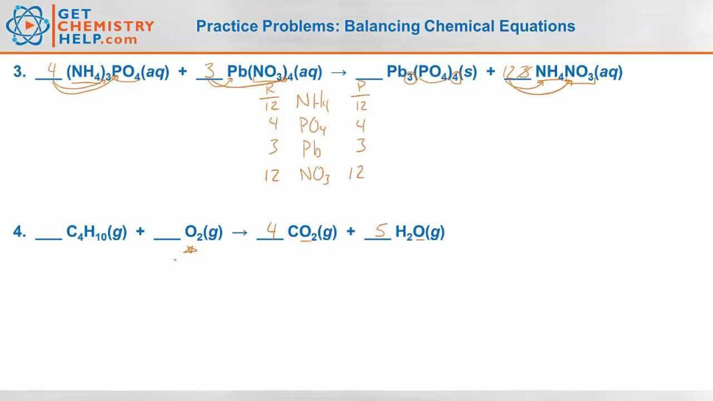 Chemistry Practice Problems Balancing Chemical Equations YouTube