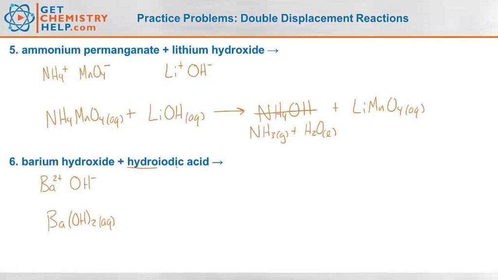 Chemistry Practice Problems Double Displacement Reactions YouTube