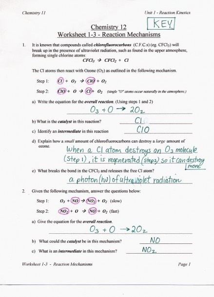 Chemistry Unit 5 Worksheet 1 Answers