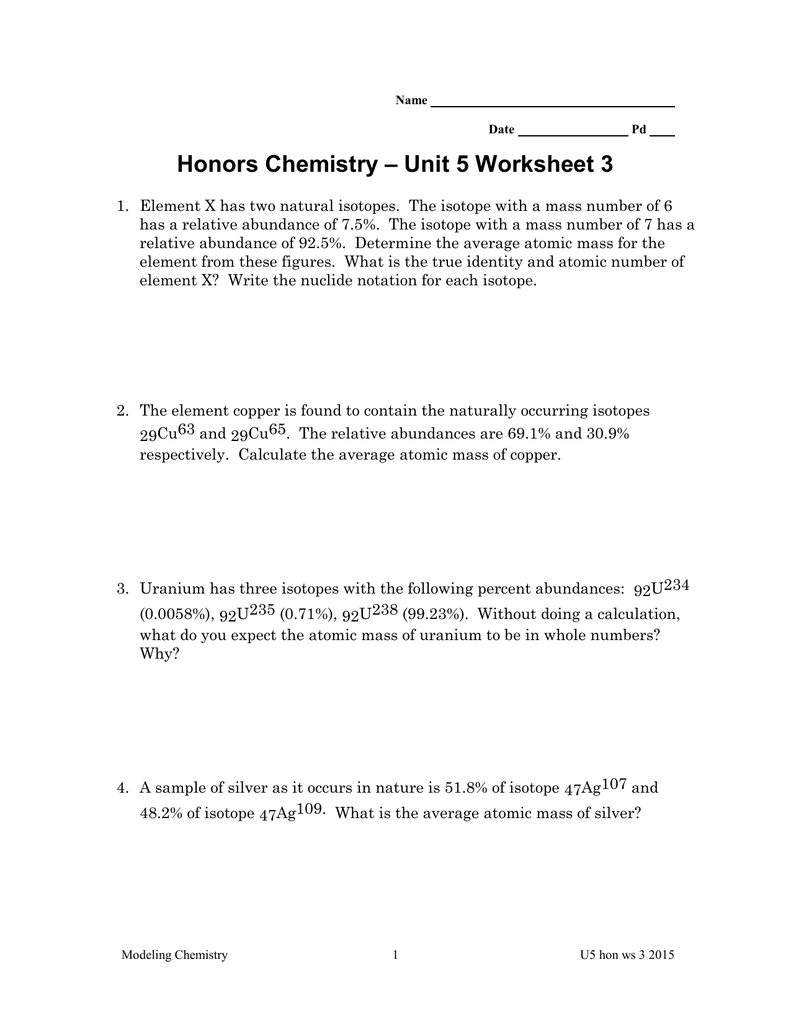 Chemistry Unit 5 Worksheet 3 Answers Worksheet List