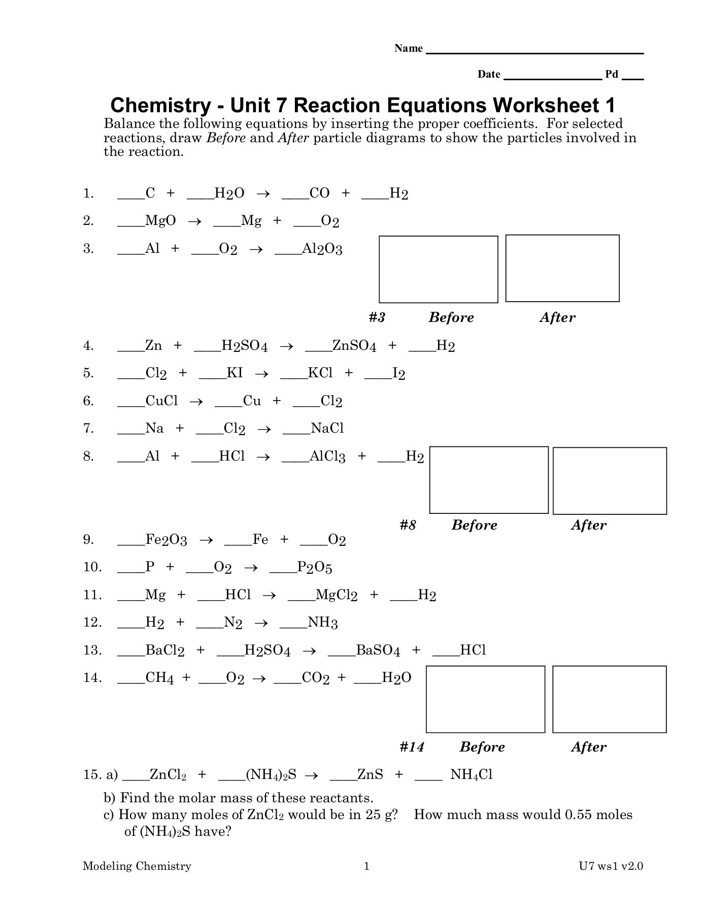 Chemistry Unit 7 Worksheet 4 Escolagersonalvesgui