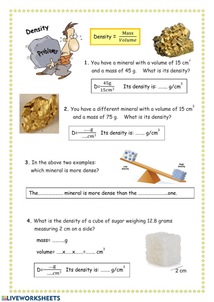 Density Problems Worksheet In 2021 Density Worksheet Density 