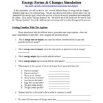 Energy Forms And Changes Simulation Worksheet Answers Db excel