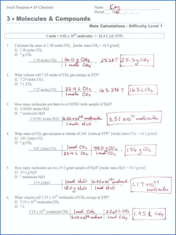 Grams To Moles Worksheet Worksheet