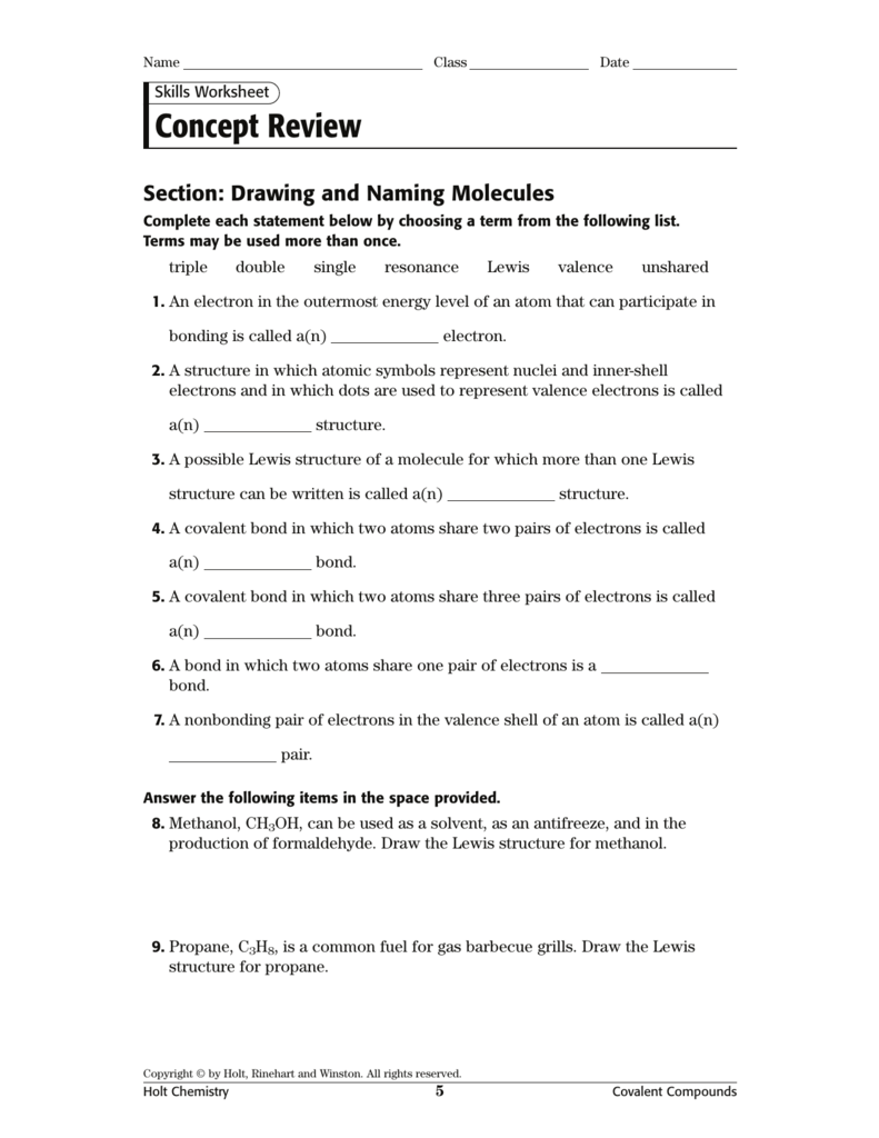 Holt Chemistry Worksheet Answers Worksheet List