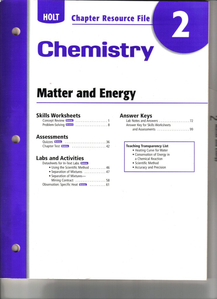 Holt Chemistry Worksheet Answers Worksheet List