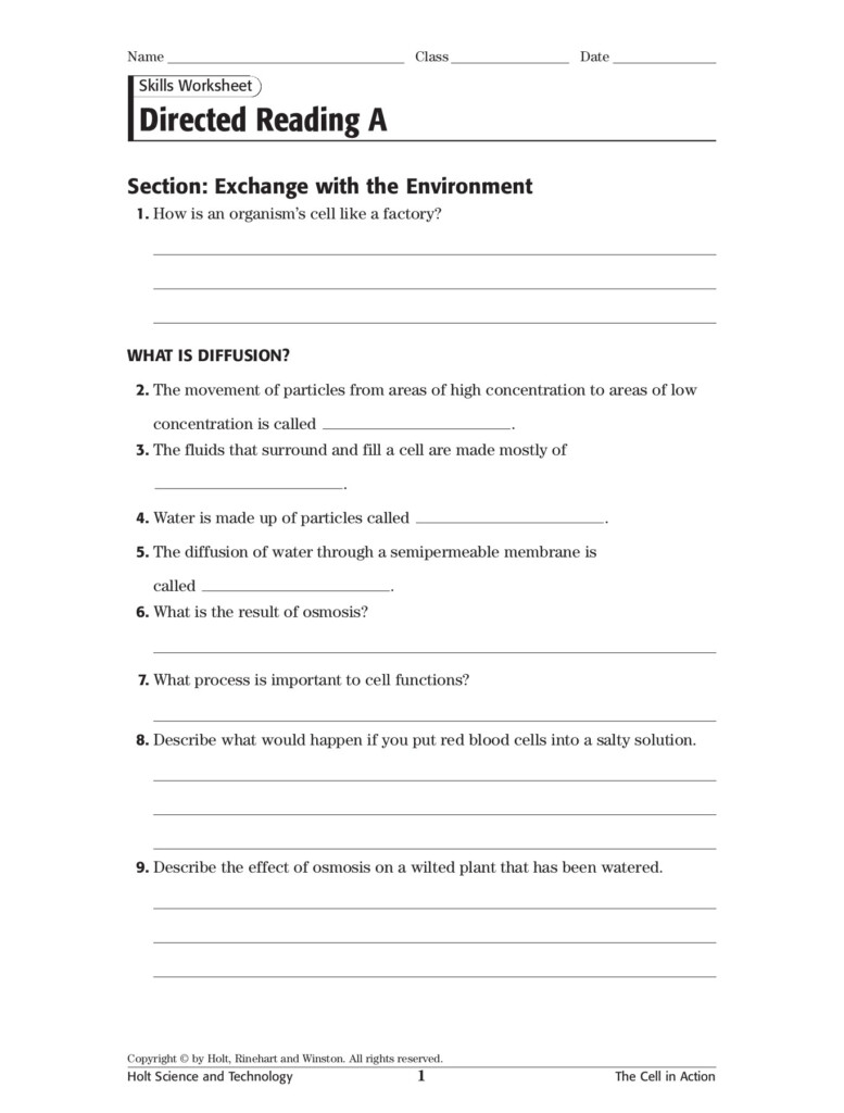 Holt Environmental Science Skills Worksheet Active Reading Answer Key 