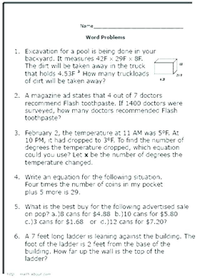 Integer Word Problems Worksheet 7th Grade Integers Word Problems 