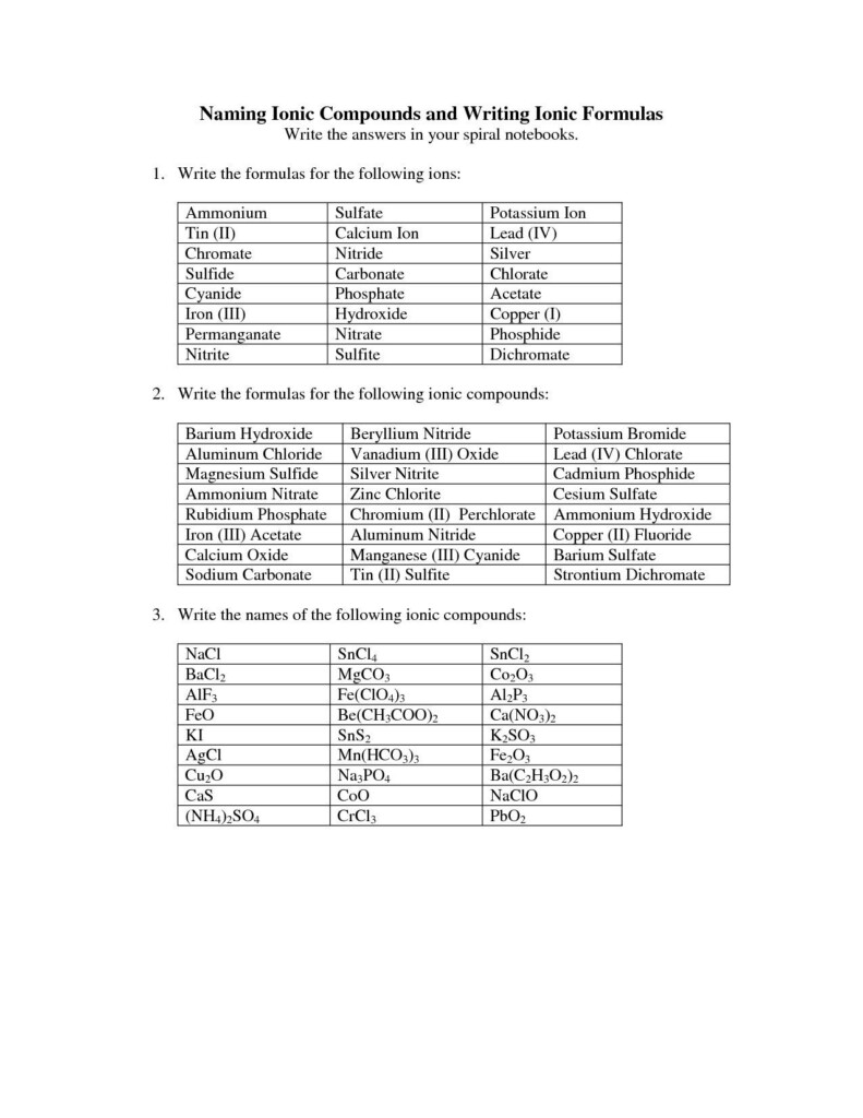 Ionic Bonds Practice Worksheet Answers Amashusho Images