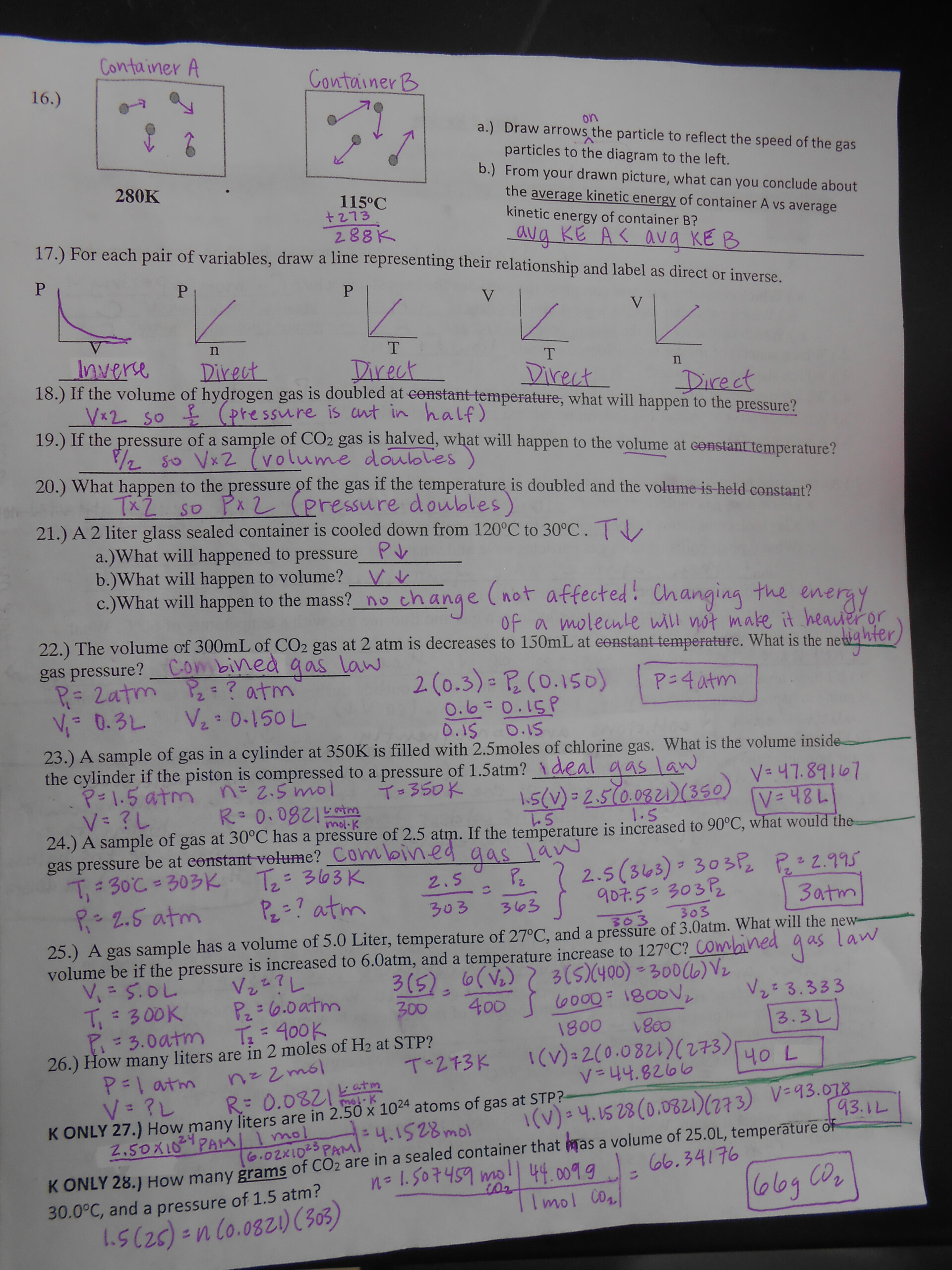 Kinetic Molecular Theory Worksheet