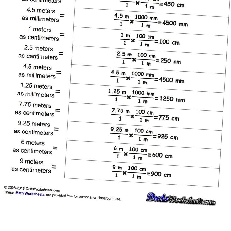 Metric SI Unit Conversions This Page Contains Links To Free Math 