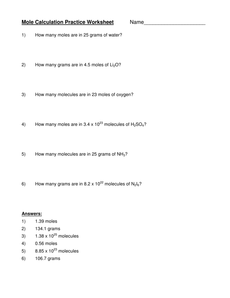  Molar Relationships Worksheet Free Download Qstion co