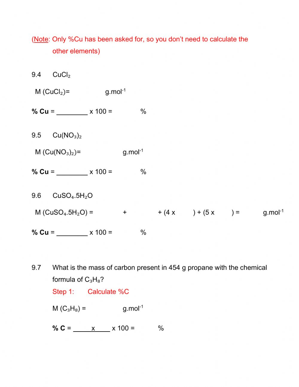 Mole 7 Worksheet