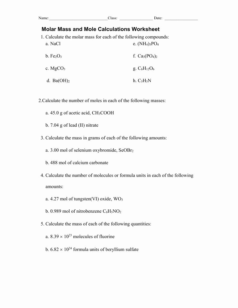 Mole Ratios Worksheet Answers Worksheet