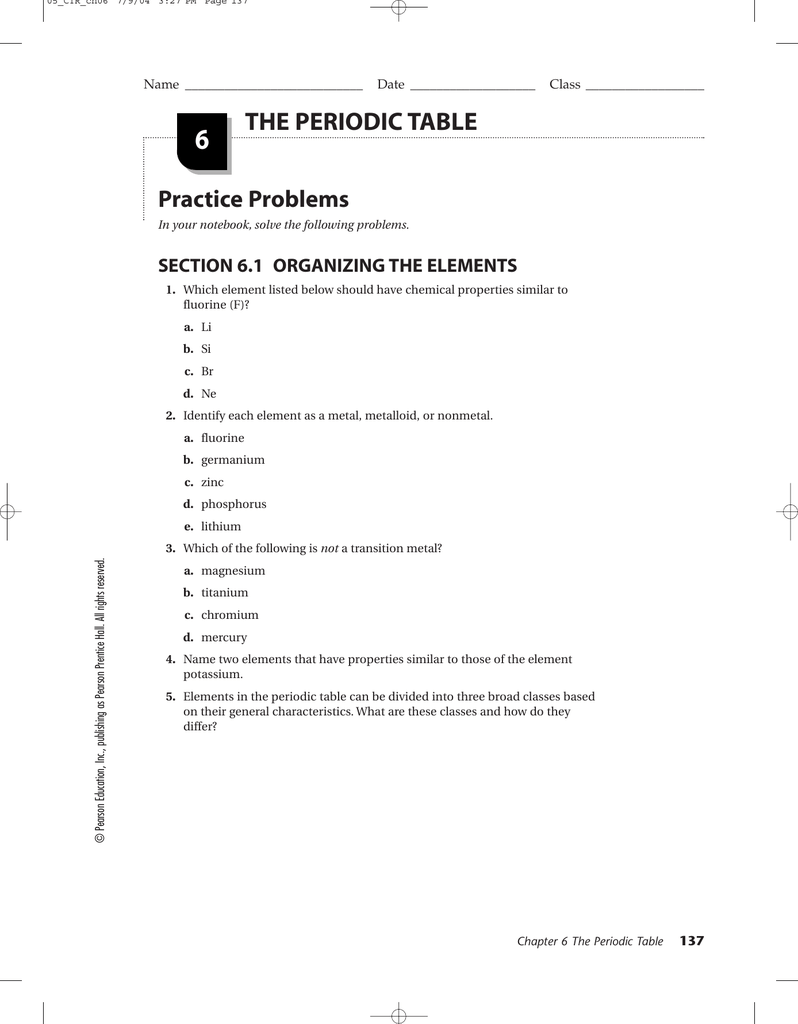 Pearson Chemistry Worksheet Answers Worksheet List