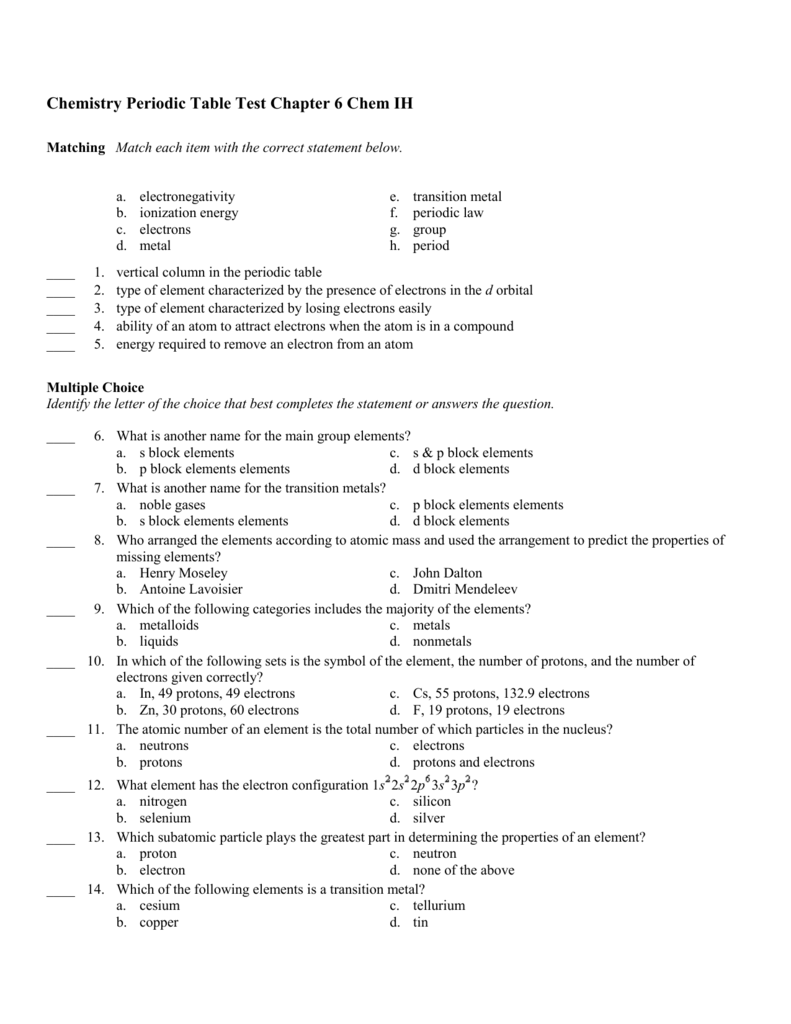 Periodic Table Test Review Answers Brokeasshome