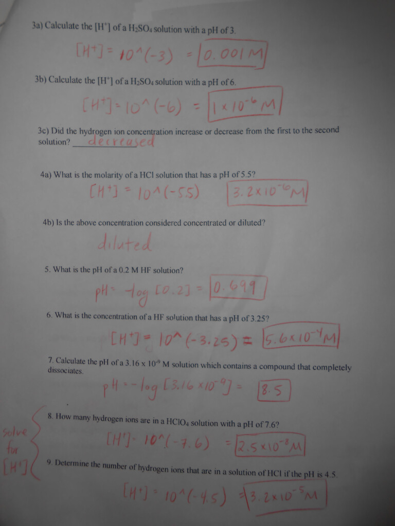 Ph Calculations Worksheet Free Download Worksheets Pictures