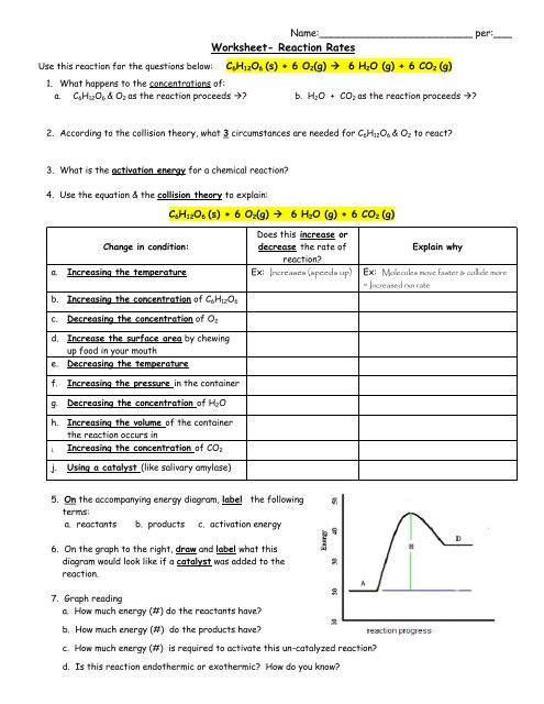 Rates Of Chemical Reactions Worksheet Ivuyteq