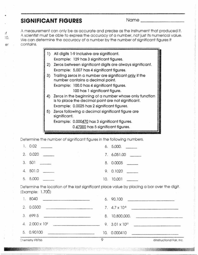 Scientific Notation Worksheet Answers Chemistry If8766 Kidz Activities