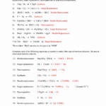 Single And Double Replacement Reactions Worksheet Worksheet