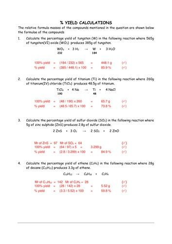 Stoichiometric Calculations Worksheet With Answers Worksheetpedia
