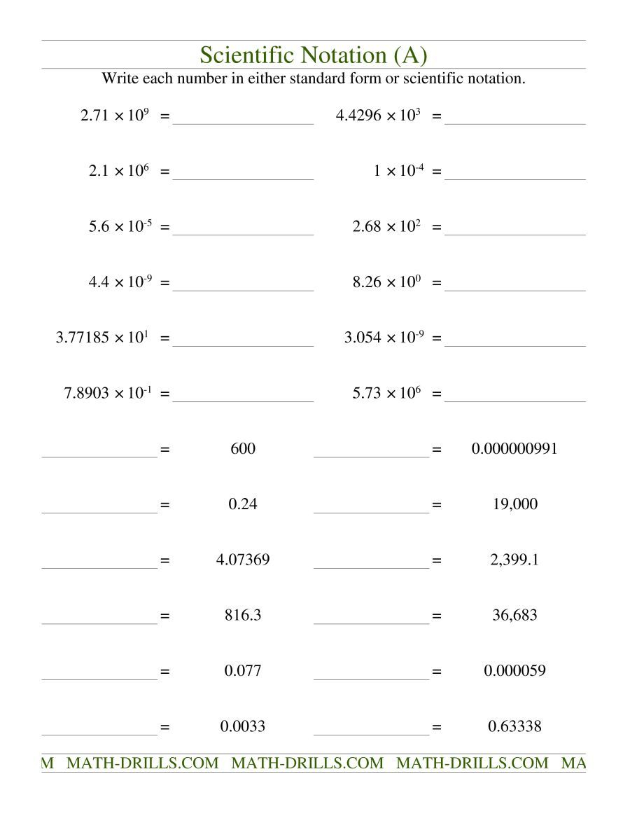 The Scientific Notation Old Math Worksheet Scientific Notation 