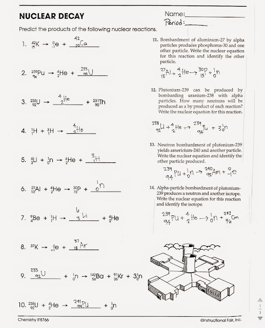 Tom Schoderbek Chemistry Nuclear Decay Half lives Worksheet