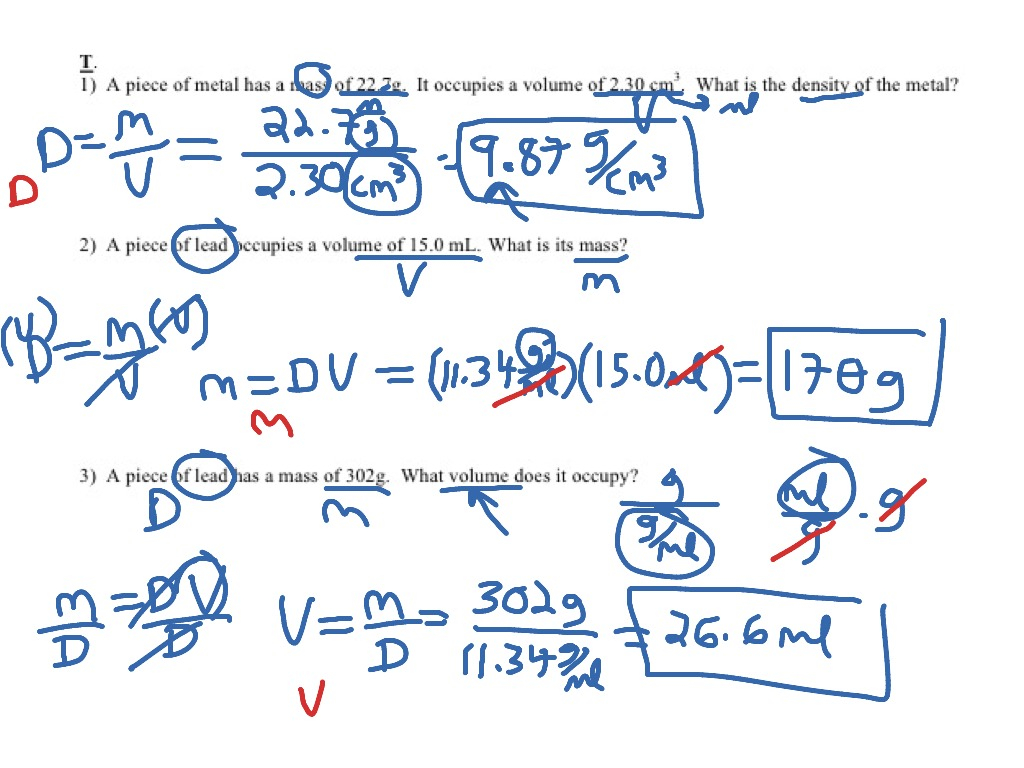 Unit 1 Worksheet 4 Applied Density Problems Answers Worksheet List